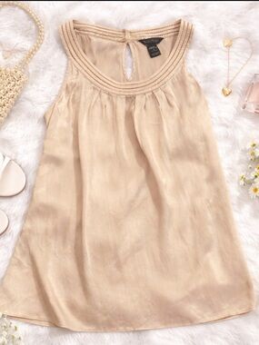 White House l Black Market Silk Cream Sleeveless Blouse Sz S